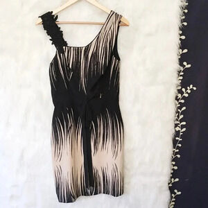 Yoana Baraschi Silk Black Cream Stripe Dress